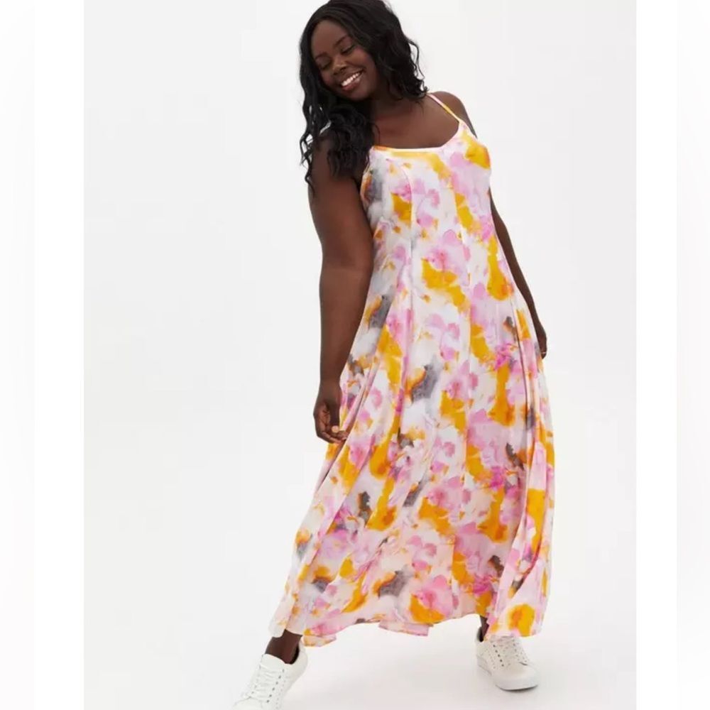 Torrid Pink Orange V-neck Tank Maxi Dress - Size 4x / 24 - 26 / Summer Casual - Picture 6 of 10